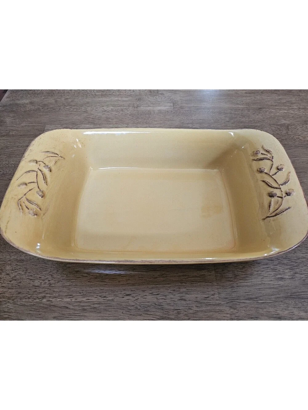 Cerutil Stoneware Mustard Yellow Olive Branch Casserole Baking Dish Portugal